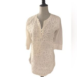 La Cera Elegant Cream Women's bathing cover. Sz S Beautiful detail on front